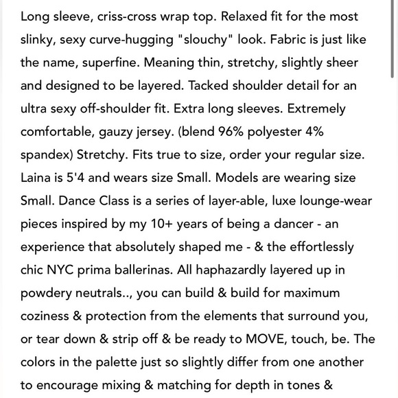 Nwt SOLDOUT Laina Rauma size Medium Superfine Jersey Wrap top Pink Dance Class - Picture 3 of 10